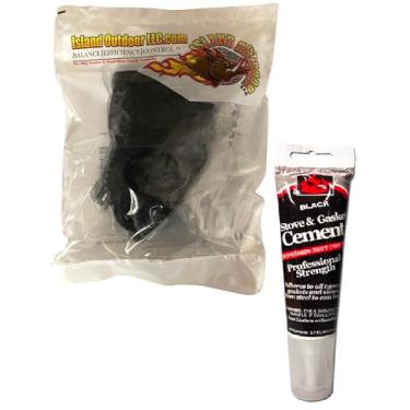 Imagem de LavaLock Gaxeta e cola de substituição de fogão a lenha para fogões a lenha - juntas de fibra de vidro impregnadas de grafite com cimento adesivo (corda de 1/10.2 cm x 213.4 cm com cola)