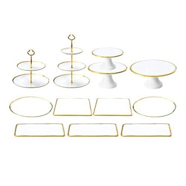 Imagem de Suporte de bolo mesa de sobremesa suporte de exibição ornamento prato de bolo chá da tarde lanche conjunto banquete aniversário recepção bolo sobremesa conjunto prato de bolo (tamanho: conjunto de 6