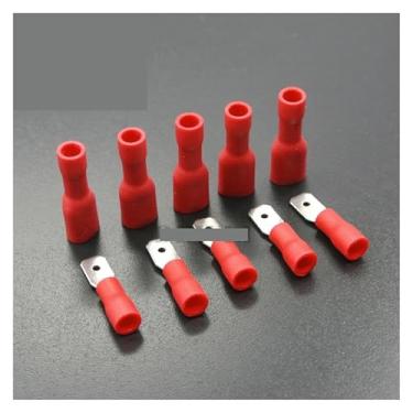 Imagem de 100 peças, 50 pares, 2,8 mm, 4,8 mm, 6,3 mm, fêmea, macho, conector de fiação elétrica isolado, terminal de crimpagem FDFD2-250 MDD2-250 (vermelho de 2,8 mm, 50 pares)