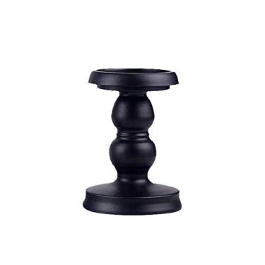 Imagem de Castiçal candelabros arte ferro castiçais adereço de decoração para amostra quarto decoração presente (cor: preto tamanho: L) (preto pequeno)