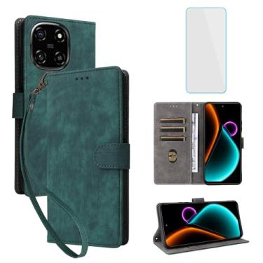 Imagem de IUQXU Capa carteira para celular Blackview Color 6 com protetor de tela [bloqueio RFID] couro flip porta-cartão com suporte para mulheres e homens capa para celular para visualização preta cor 6