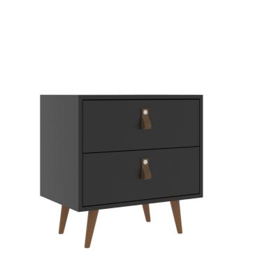 Imagem de Mesa de Cabeceira 2 Gavetas com Pés Pádua J Carvalho - Preto