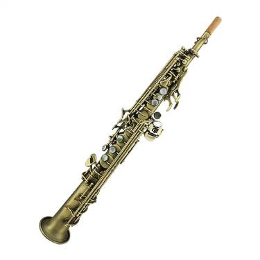 Imagem de Saxofone alto reto esculpido à mão em bronze antigo profissional para iniciantes adultos
