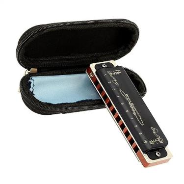 Imagem de Gaita diatônica profissional preta de 10 furos para iniciantes