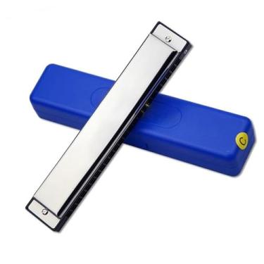 Imagem de Gaita profissional de aço inoxidável com 10 furos e 24 tons, blues, com notação fonética, instrumento musical para iniciantes