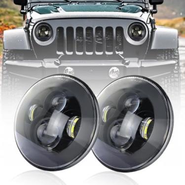 Imagem de zoomto 2 faróis redondos de LED de 17 cm, compatível com J-eep Wrangler JK JKU CJ TJ LJ Dodge Chevy Ford Chevy Hummer ect H6024