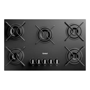 Imagem de Cooktop 5 Bocas Gas Bivolt Vidro Preto 73x46cm - Consul