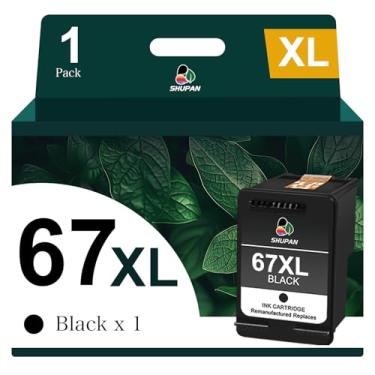 Imagem de SHUPAN Cartucho de tinta preta de substituição 67XL para HP Ink 67 67 XL Funciona com Envy 6055 6075 Envy Pro 6455 6452 DeskJet 1255 4140 (1 preto)