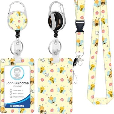 Imagem de Colhedores de abelha para crachás de identificação, porta-crachá de identificação de professor engraçado com cordão separável carretel retrátil, porta-cartão de identificação, clipe de crachá de nome
