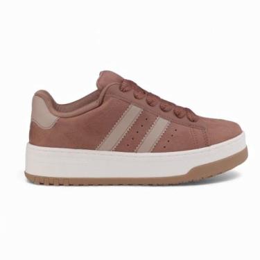 Imagem de Tênis Feminino Ramarim Casual Listras, 36, Cacau