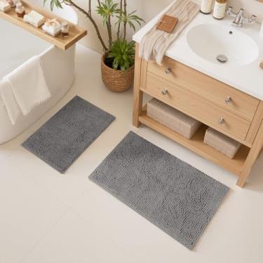 Imagem de Cupic Cupid Conjuntos de tapetes de banheiro de chenille de 2 peças, tapetes de banheiro antiderrapantes laváveis, tapetes de banho absorventes macios extragrossos, tapetes felpudos de secagem rápida