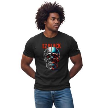 Imagem de Camiseta Masculina Algodão Premium Caveira - Preta Tamanho:PCor:Preto 
