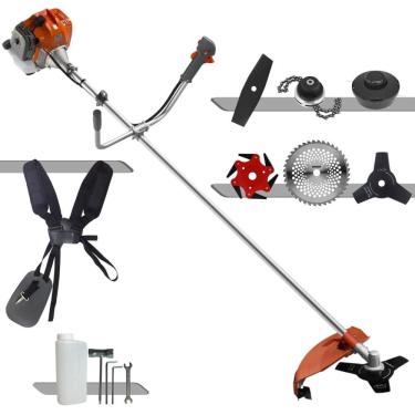 Imagem de Roçadeira Robusta Tekna RL430ACNTK À Gasolina 43cc 1,7HP Alta Rotação Para Todos os Tipos de Trabalho Com Carretel Nylon + Kit de 5 Lâminas de Cortes