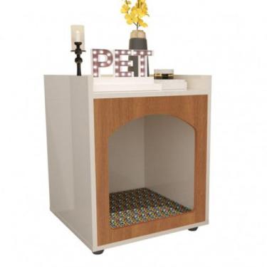 Imagem de Mesa de Cabeceira Quarto Casinha de Cachorro e Gato PET Cor:Off White/