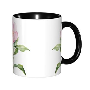 Imagem de Zeraoke Peony Print Canecas de café criativas, personalizadas, presente para a família, tamanho 325 ml, unissex