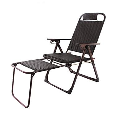 Imagem de Espreguiçadeira dobrável em vime, espreguiçadeira, preguiçosa, com pedal retrátil, cadeiras elásticas ajustáveis