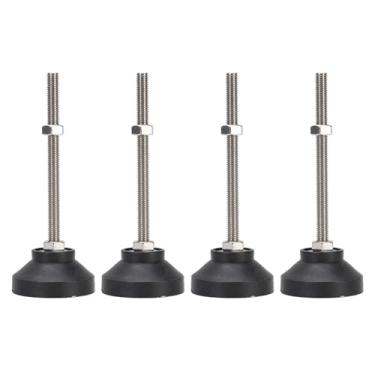 Imagem de Garosa Pés de Nivelamento M8 de 4 Unidades - Base de Borracha Antiderrapante Ajustável para Bancada de Trabalho, Móveis e Estantes, Ajuste de Altura de 100 Mm, Nylon Preto e Construção