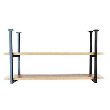 Imagem de APUM Prateleiras flutuantes, rack de armazenamento de vinho de teto de madeira, suporte de decoração de ferro estilo Morden para bar, cozinha, adega