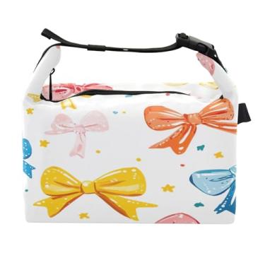 Imagem de STAYTOP Lancheira fofa de gravata borboleta com fivela, lancheira isolada para meninos e meninas, lancheira térmica para trabalho escolar