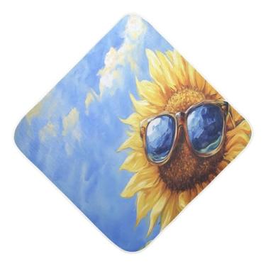 Imagem de STAYTOP Toalhas de bebê com capuz de musselina de girassol com pintura a óleo, toalha de banho super macia, toalhas de banho absorventes para banho recém-nascido unissex 76 x 76 cm