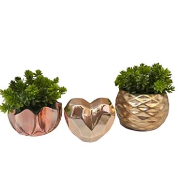 Imagem de Trio decorativo vaso de vidro, vaso trabalhado e coração