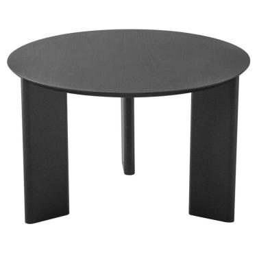 Imagem de Mesa De Centro Redonda Orgânica Chanfrada Artesano 60 Cm (larg) Mdp Nero (preto) Pés Madeira Maciça