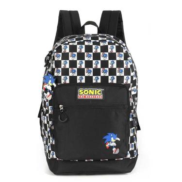 Imagem de Mochila de Costas - Sonic The Hedgehog - Xadrez Preta - Luxcel