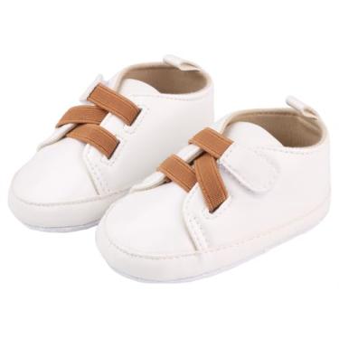 Imagem de Sapatos para bebês meninas meninos recém-nascidos Oxford mocassins adoráveis para berço infantil pré-andador PU tênis, 1216-branco, 12-18 Months Toddler
