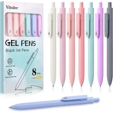 Imagem de Piochoo Canetas de gel, canetas de 0,5 mm de ponta fina de tinta preta para diário, estética de enfermeira, material escolar de escritório, presentes para mulheres e homens, conjunto com 8 unidades