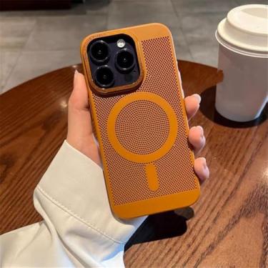 Imagem de Capa ultrafina com dissipação de calor respirável e refrescante para iPhone 16 11 12 13 14 15 Pro Max Plus magnética para capa fosca, marrom, para iPhone 14 ProMax