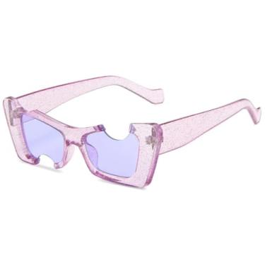 Imagem de HCPIHF Óculos de Armação Irregular Feminino Masculino Punk Hip Hop Outdoor UV400 (Roxo Roxo)