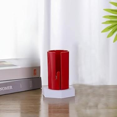 Imagem de 1 cortador de papel manual com borda de corte de precisão, sem baterias, design portátil compacto para artesanato, embrulho de presente, uso de férias, vermelho