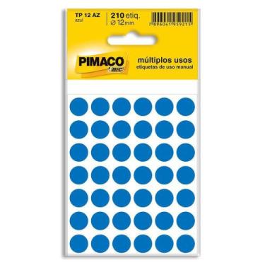 Imagem de Etiqueta Adesiva Redonda 12mm Azul Pimaco Com 210 Unidades