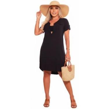 Imagem de Chemise Feminina Preta 2 em 1 Vestido e Saída de Praia-Feminino