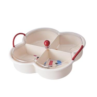 Imagem de ＫＬＫＣＭＳ Bandeja dividida para servir frutas secas, travessa para armazenar biscoitos e doces, ideal para servir na mesa da cozinha e receber convidados, com Tampa