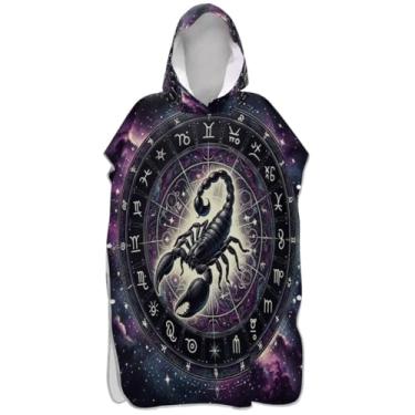 Imagem de Joisal Poncho de surfe trocador de roupão para adultos toalha de banho com capuz leve galáxia escorpião espaço unissex adulto poncho com capuz