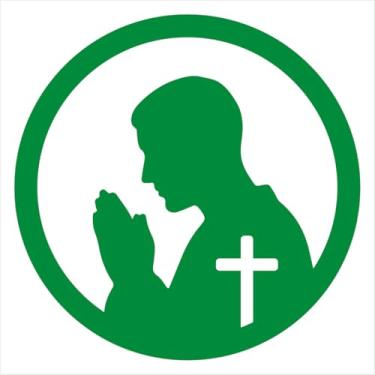 Imagem de Adesivo de Recorte - Fé Silhueta Homem Rezando - Decoração Religiosa para Parede Lisa, portas, carros, notebooks (VERDE, 16X16 CM)