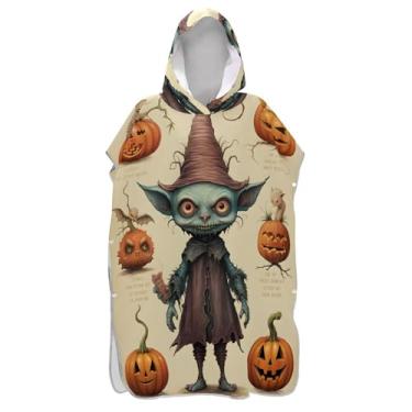 Imagem de TSENQUE Poncho de surfe Goblin Pumpkins Halloween para adultos trocador de roupão de secagem rápida para mulheres toalhas de banho com capuz