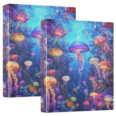 Imagem de Pacote com 2 fichários Underwater World com água-viva, 5 cm com pastas escolares de prancheta, prancheta de enfermagem resistente