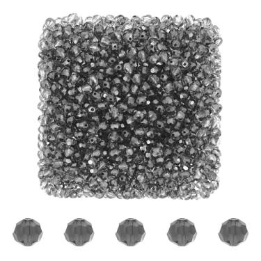 Imagem de Mandala Crafts Contas de cristal redondas cinza de 3 mm – 1000 contas de vidro facetadas para fabricação de joias, pulseiras, colares, brincos e contas