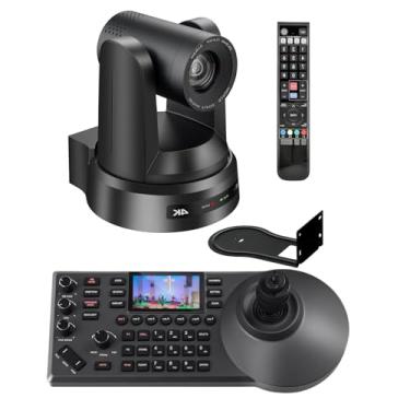 Imagem de Câmera 4K NDI PTZ com zoom óptico de 20x, câmera de videoconferência POE com saída USB HDMI SDI LAN, pacote com joystick controlador NDI PTZ para transmissão ao vivo (kit)