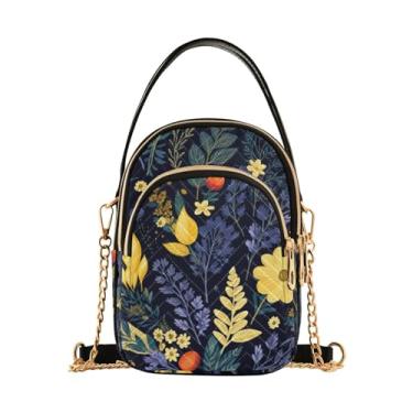 Imagem de Bolsa tiracolo feminina Blue Snowflakes over a Snowy Space, pequena bolsa transversal com alça, bolsas transversais confortáveis, Arte de Natal feita à mão - 1, One Size