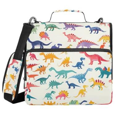 Imagem de Fichário de 3 anéis com zíper com alça de ombro preto caveiras gatos estilo gótico bolsa fichário, Multicolorido 02, One Size