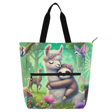 Imagem de Linda bolsa de mão floral com estampa de preguiça para mulheres, trabalho, lona, escola, bolsa de tecido, bolsas de tecido, presente para amantes de livros