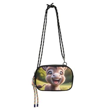 Imagem de TSENQUE Bolsas transversais pequenas bolsas femininas sobre o ombro bolsas femininas bonitas bolsa de telefone com alça fofo burro sorridente filhote