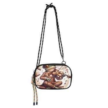 Imagem de TSENQUE Bolsa pequena tiracolo feminina sapo engraçado Victoria músico carteira para celular engraçada fofa bolsa de ombro pequena para viagem