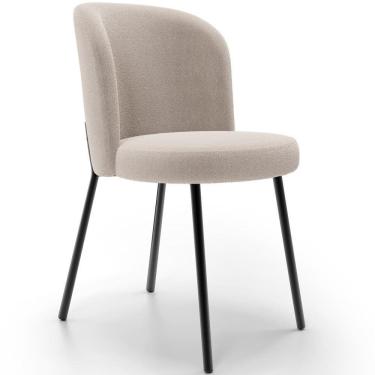 Imagem de Cadeira Para Sala De Jantar Estofada Gavi L02 Bouclê Creme