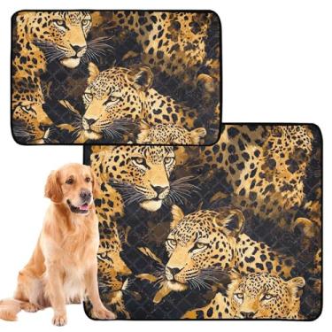Imagem de TSENQUE Almofadas de xixi laváveis para cães, leopardo, selva, marrom, reutilizável para gatos, almofadas de treinamento de filhotes, absorvente à prova d'água, tapete de cercadinho para cães, médio +