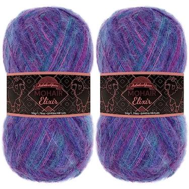 Imagem de JubileeYarn Fio de Elixir Mohair – Mistura de Lã para Bebês 50g/novelo – Roxo Haze – 2 novelos