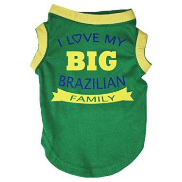 Imagem de Petitebella Camiseta I Love My Big Brazilian Family Puppy Dog (verde, 2GG)